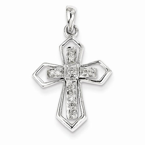 14k White Gold Diamond Cross pendant, Quality A (G-I Color, SI2 Clarity, 0.075 cttw), Beautiful Pendants for Necklace