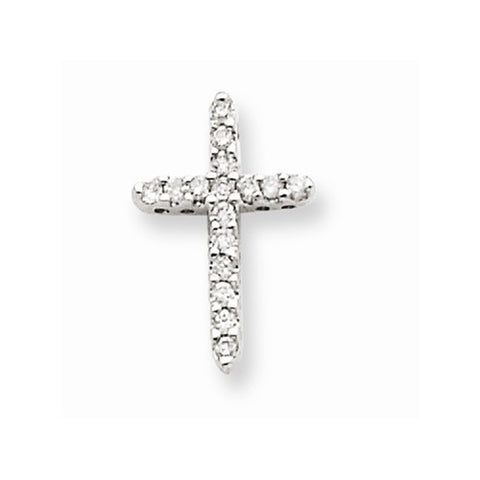 14k White Gold Diamond Cross Pendant, Quality AA (G-H Color, SI1-SI2 Clarity, 0.11 cttw), Delightful Pendants for Necklace