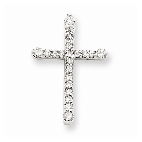 14k White Gold Diamond Cross pendant, Quality AA (G-H Color, SI1-SI2 Clarity, 0.19 cttw), Pendants for Necklace