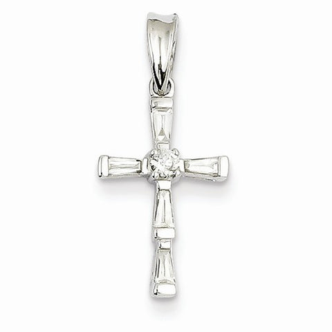 14k White Gold Diamond Cross Pendant, Quality AA (G-H Color, SI1-SI2 Clarity, 0.222 cttw)