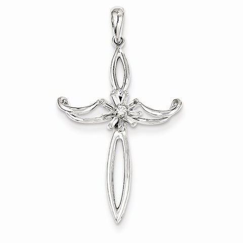 14k White Gold Diamond Cross pendant, Quality AA (G-H Color, SI1-SI2 Clarity, 0.1 cttw), Gorgeous Pendants for Necklace