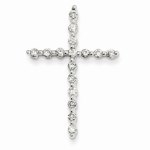 14k White Gold Diamond Cross pendant, Quality AA (G-H Color, SI1-SI2 Clarity, 0.5 cttw), Lovely Pendants for Necklace