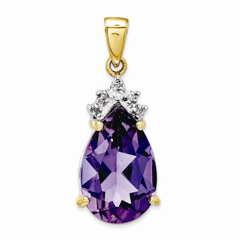 14k Gold Amethyst & Diamond pendant, Lovely Pendants for Necklace