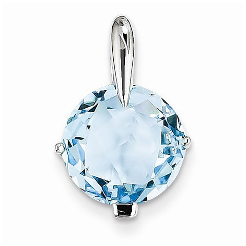 14k White Gold Blue Topaz Pendant, Pendants for Necklace