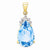 14k Gold Blue Topaz & Diamond Pendant, Pendants for Necklace
