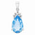 14k White Gold Blue Topaz & Diamond pendant, Alluring Pendants for Necklace
