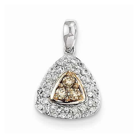 14k White Gold Champagne & White Diamond Pendant, Quality AA (G-H Color, SI1-SI2 Clarity)