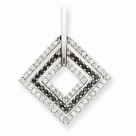 14k White Gold Black & White Diamond Pendant, Quality A (G-I Color, SI2 Clarity, 0.5 cttw)