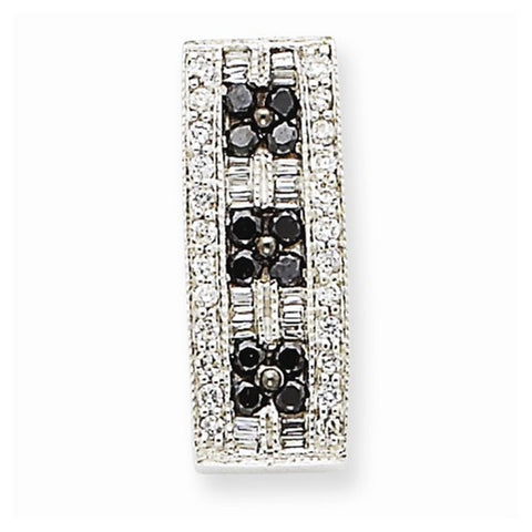14KW & Rhodium Black & White Diamond Pendant, Quality AA (G-H Color, SI1-SI2 Clarity)