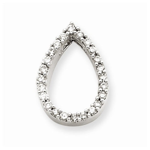 14k White Gold Diamond Teardrop Pendant, Quality AA (G-H Color, SI1-SI2 Clarity, 0.26 cttw)
