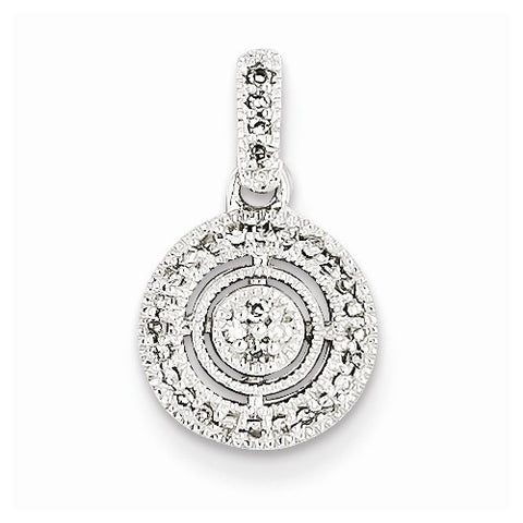 14k White Gold Diamond Circle Pendant, Quality AA (G-H Color, SI1-SI2 Clarity, 0.12 cttw)