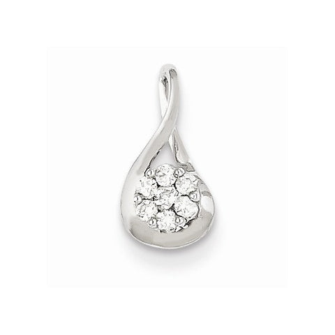 14k White Gold Diamond pendant, Quality AA (G-H Color, SI1-SI2 Clarity, 0.1 cttw), Charm