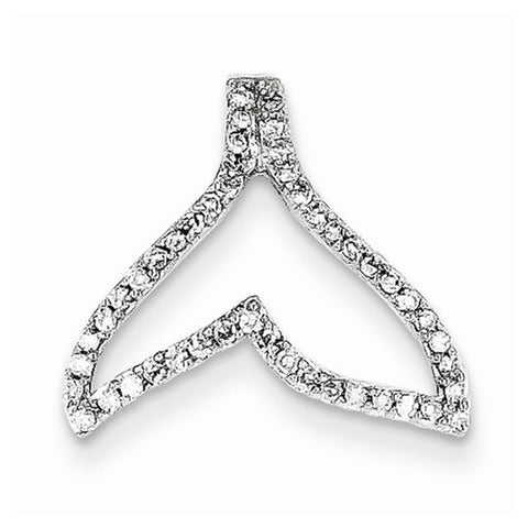 14k White Gold Diamond Whale Tail Pendant, Quality AA (G-H Color, SI1-SI2 Clarity, 0.18 cttw)