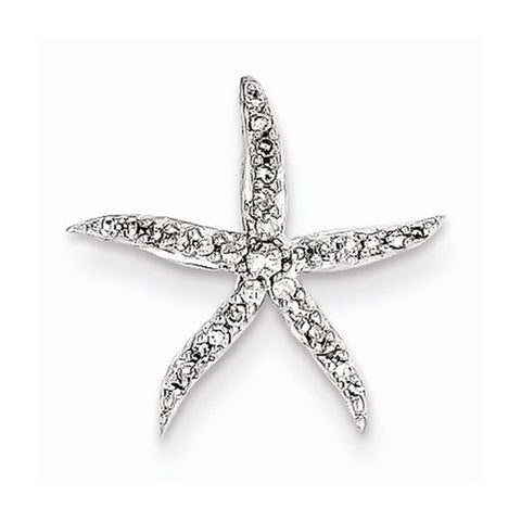14k White Gold Diamond Star Fish Pendant, Quality AA (G-H Color, SI1-SI2 Clarity)