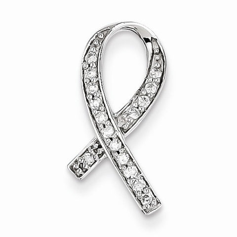 14k White Gold Diamond Awareness Pendant, Quality A (G-I Color, SI2 Clarity)