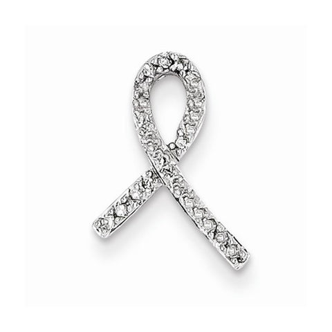 14k White Gold Breast Cancer Awareness Diamond Slide Pendant, Quality AA (G-H Color, SI1-SI2 Clarity)