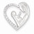 14k White Gold Mother and Baby Diamond Heart Slide Pendant, Quality AA (G-H Color, SI1-SI2 Clarity)