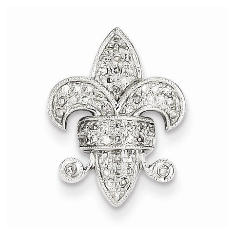14k White Gold Diamond Fleur De Lis Pendant, Quality AA (G-H Color, SI1-SI2 Clarity)
