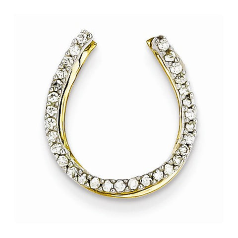 14k Gold Two-tone Diamond Horseshoe Slide Pendant, Quality A (G-I Color, SI2 Clarity)