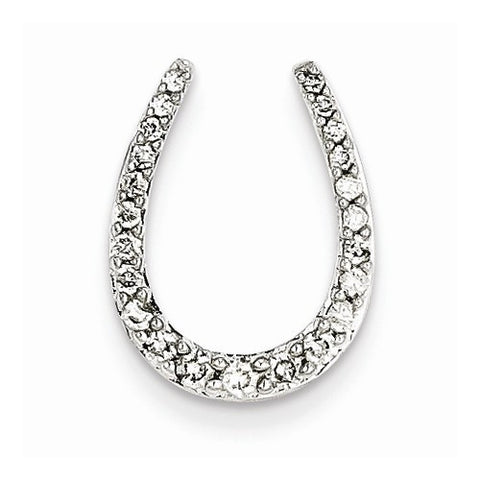 14k White Gold Diamond Horseshoe Pendant, Quality AA (G-H Color, SI1-SI2 Clarity, 0.25 cttw)