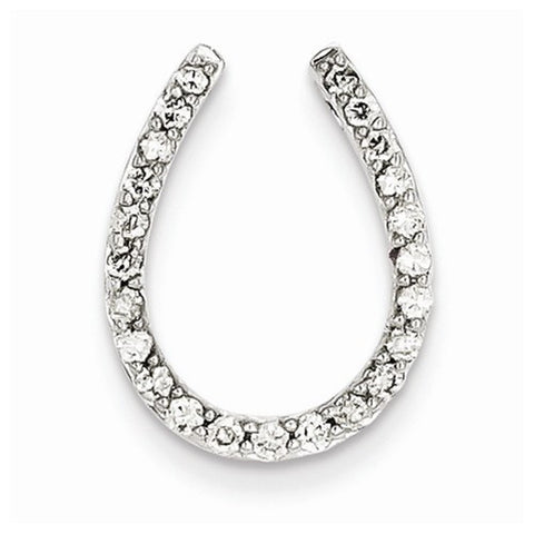 14k White Gold Diamond Horseshoe Pendant, Quality AA (G-H Color, SI1-SI2 Clarity, 0.33 cttw)