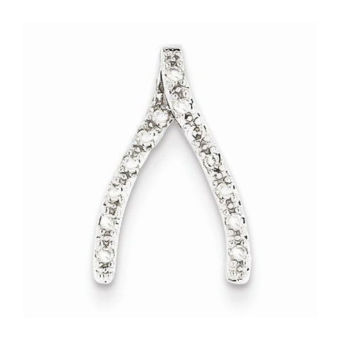14k White Gold Diamond Wishbone Pendant, Quality AA (G-H Color, SI1-SI2 Clarity)