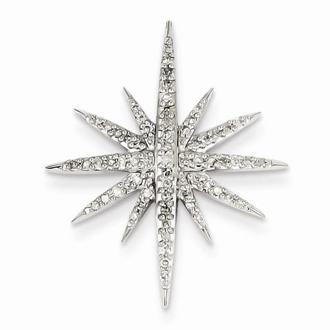 14k White Gold Diamond Starburst Pendant, Quality AA (G-H Color, SI1-SI2 Clarity)