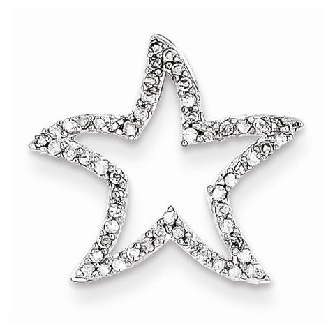 14k White Gold Diamond Star Pendant, Quality AA (G-H Color, SI1-SI2 Clarity)