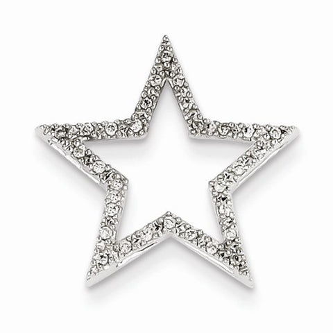 14k White Gold Small Diamond Star Pendant, Quality AA (G-H Color, SI1-SI2 Clarity)