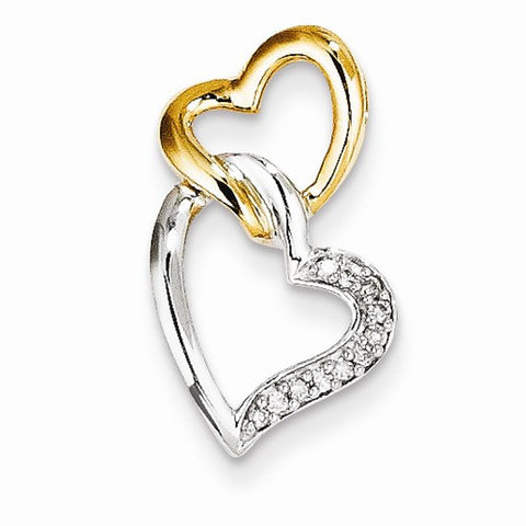 14k Gold Two-tone Diamond Heart Slide Pendant, Quality AA (G-H Color, SI1-SI2 Clarity, 0.06 cttw)