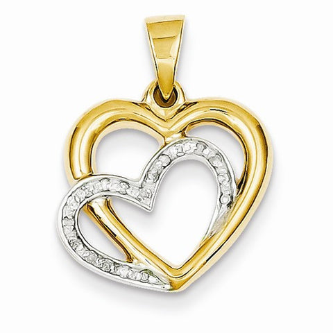 14k Gold Diamond Heart Pendant, Quality A (G-I Color, SI2 Clarity, 0.06 cttw)