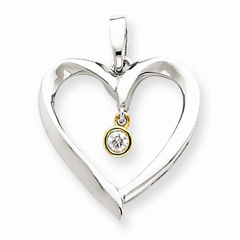 14k Gold Two-tone Diamond Heart pendant, Quality A (G-I Color, SI2 Clarity, 0.04 cttw), Pretty Pendants for Necklace