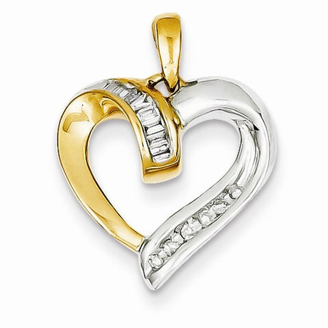 14k Gold Two-Tone Diamond Heart Pendant, Quality A (G-I Color, SI2 Clarity, 0.13 cttw)