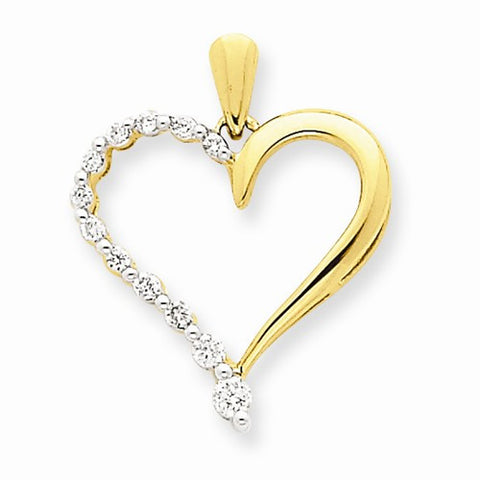 14k Gold Diamond Heart Pendant, Quality AA (G-H Color, SI1-SI2 Clarity, 0.16 cttw)