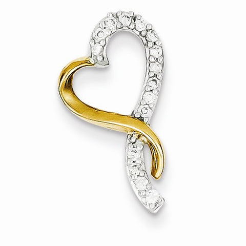 14k Gold Two-tone Diamond Heart Pendant, Quality A (G-I Color, SI2 Clarity, 0.12 cttw)