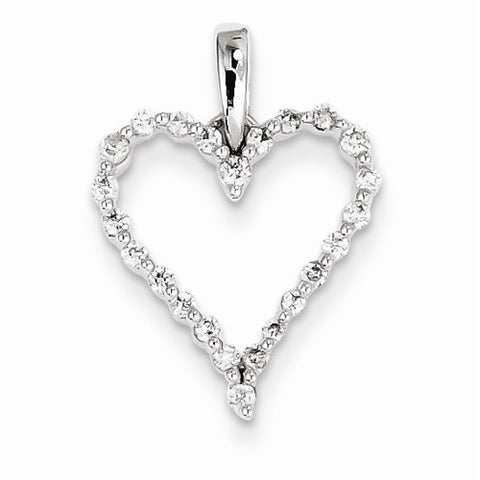 14k White Gold Diamond Heart Pendant, Quality A (G-I Color, SI2 Clarity, 0.25 cttw)