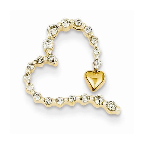 14k Gold Diamond Heart Slide Pendant, Quality AA (G-H Color, SI1-SI2 Clarity, 0.2 cttw)