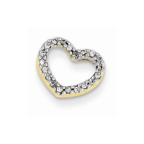 14k Gold Diamond Heart Slide Pendant, Quality AA (G-H Color, SI1-SI2 Clarity, 0.08 cttw)