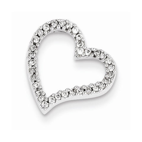 14k White Gold Diamond Heart Slide Pendant, Quality AA (G-H Color, SI1-SI2 Clarity, 0.2 cttw), Classy Pendants for Necklace