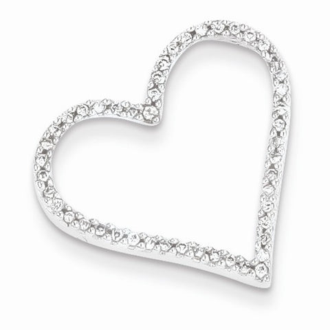 14k White Gold Diamond Heart Slide Pendant, Quality AA (G-H Color, SI1-SI2 Clarity, 0.16 cttw)