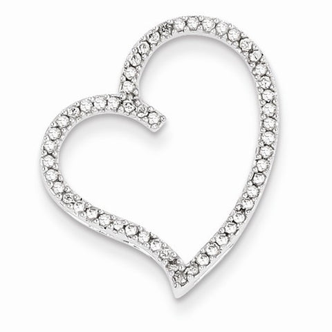 14k White Gold Diamond Heart Slide Pendant, Quality AA (G-H Color, SI1-SI2 Clarity, 0.25 cttw)