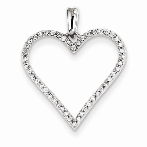14k White Gold Diamond Heart pendant, Quality AA (G-H Color, SI1-SI2 Clarity, 0.16 cttw), Quality Pendants for Necklace