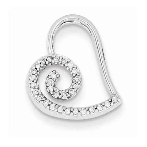 14k White Gold Diamond Heart Slide Pendant, Quality AA (G-H Color, SI1-SI2 Clarity, 0.12 cttw), Appealing Pendants for Necklace