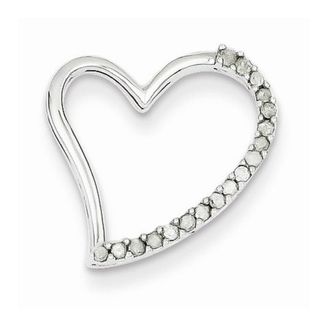 14k White Gold Diamond Heart Pendant, Quality A (G-I Color, SI2 Clarity, 0.1 cttw)