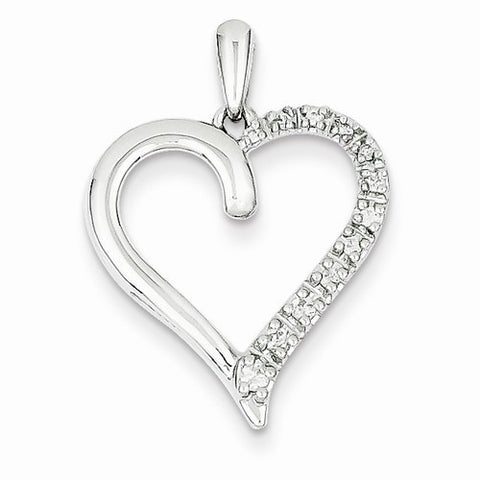 14k White Gold Diamond Heart Pendant, Quality AA (G-H Color, SI1-SI2 Clarity, 0.1 cttw), Dazzling Pendants for Necklace