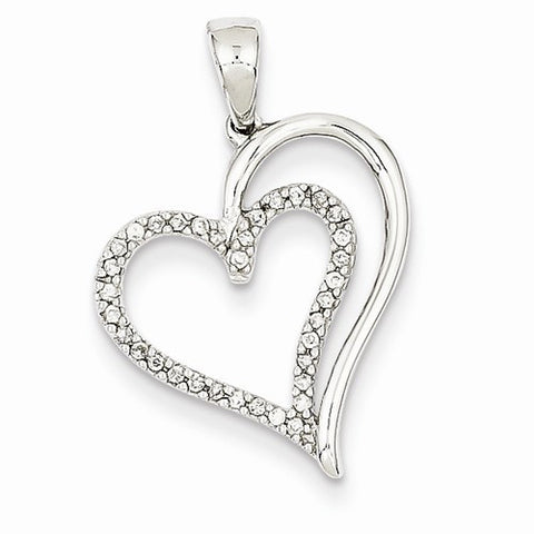 14k White Gold Diamond Heart Pendant, Quality AA (G-H Color, SI1-SI2 Clarity, 0.1 cttw), Beautiful Pendants for Necklace