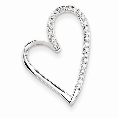 14k White Gold Diamond Heart Pendant, Quality A (G-I Color, SI2 Clarity, 0.15 cttw)