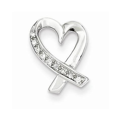 14k White Gold Diamond Heart Slide Pendant, Quality AA (G-H Color, SI1-SI2 Clarity, 0.1 cttw)