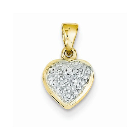 14k Gold Diamond Heart Pendant, Quality A (G-I Color, SI2 Clarity, 0.05 cttw)