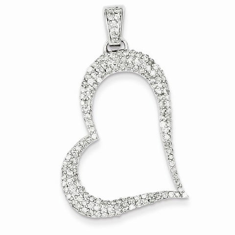 14k White Gold Diamond Heart Pendant, Quality AA (G-H Color, SI1-SI2 Clarity, 0.8 cttw)